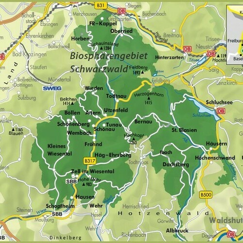 Karte des Biosphärengebiet Schwarzwald Karte des Biosphärengebiet Schwarzwald